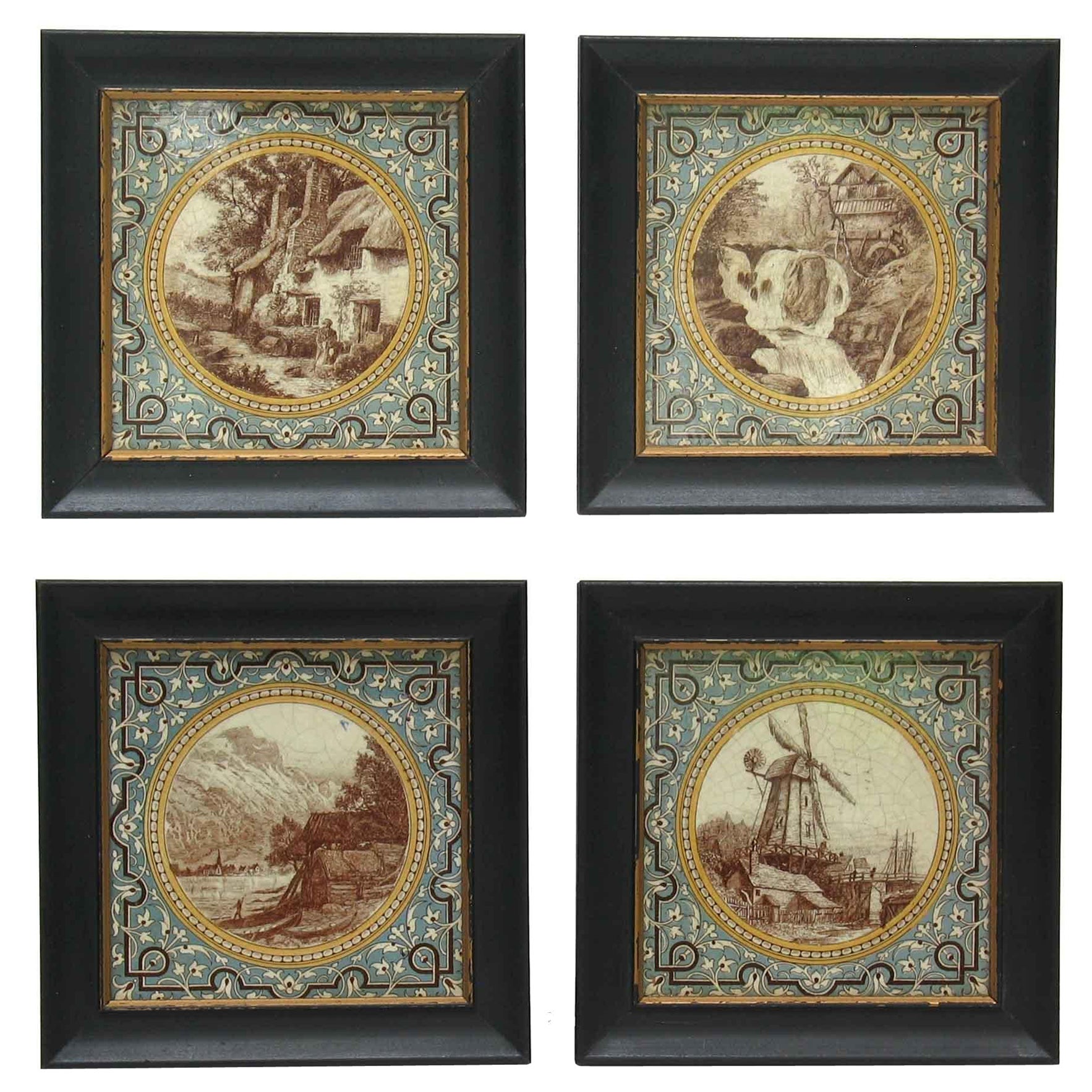Four Aesthetic Movement Transfer Printed Minton Tiles BY L.T. SWETNAM Circa 1890