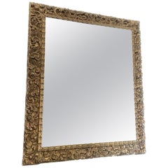 Italian 18th Century Carved Gilt Mirror Frame With 19th Century Glass