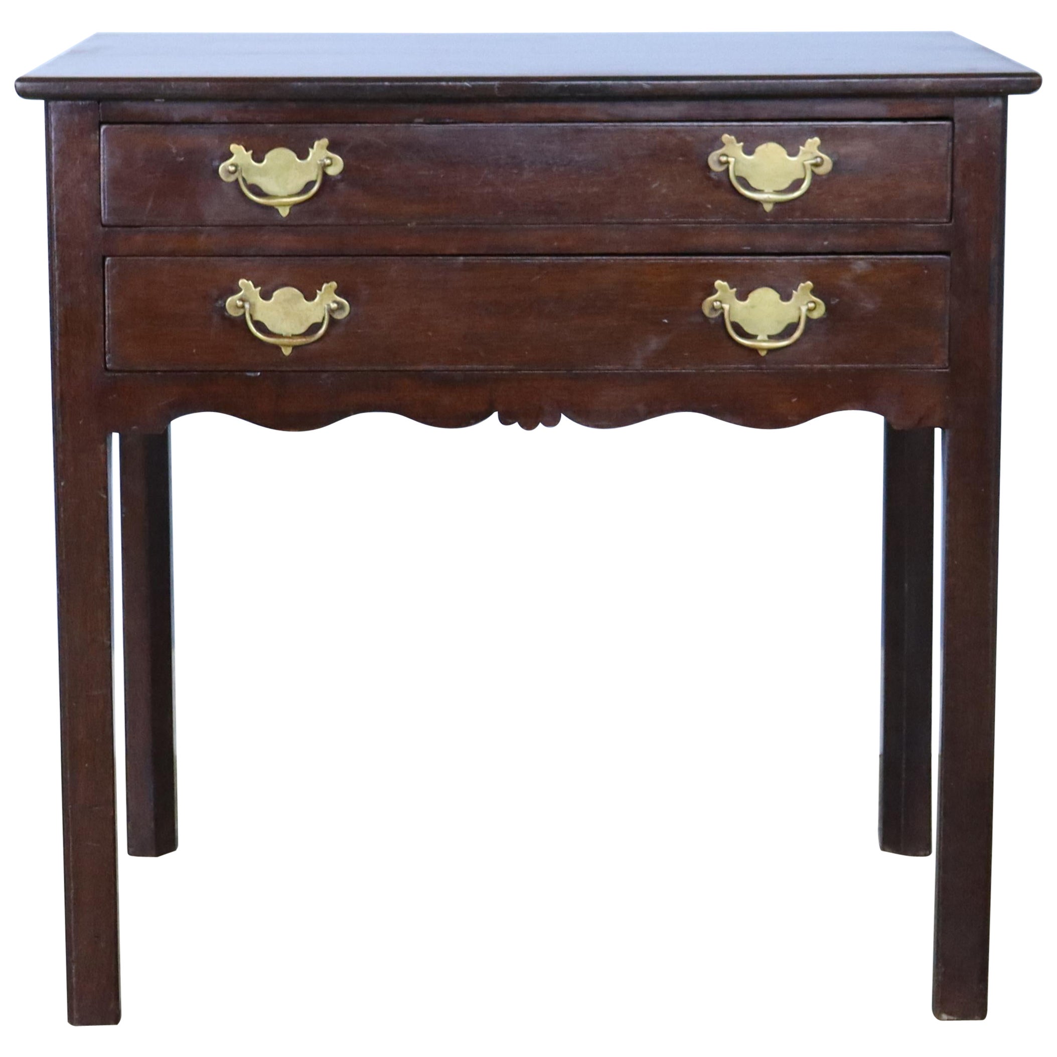 Georgian Mahogany Side Table, Two Drawers For Sale