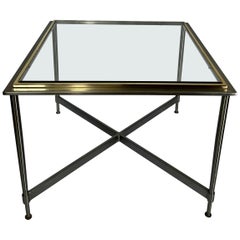 Moderner neoklassischer Tisch aus Stahl und Messing im Jansen-Stil