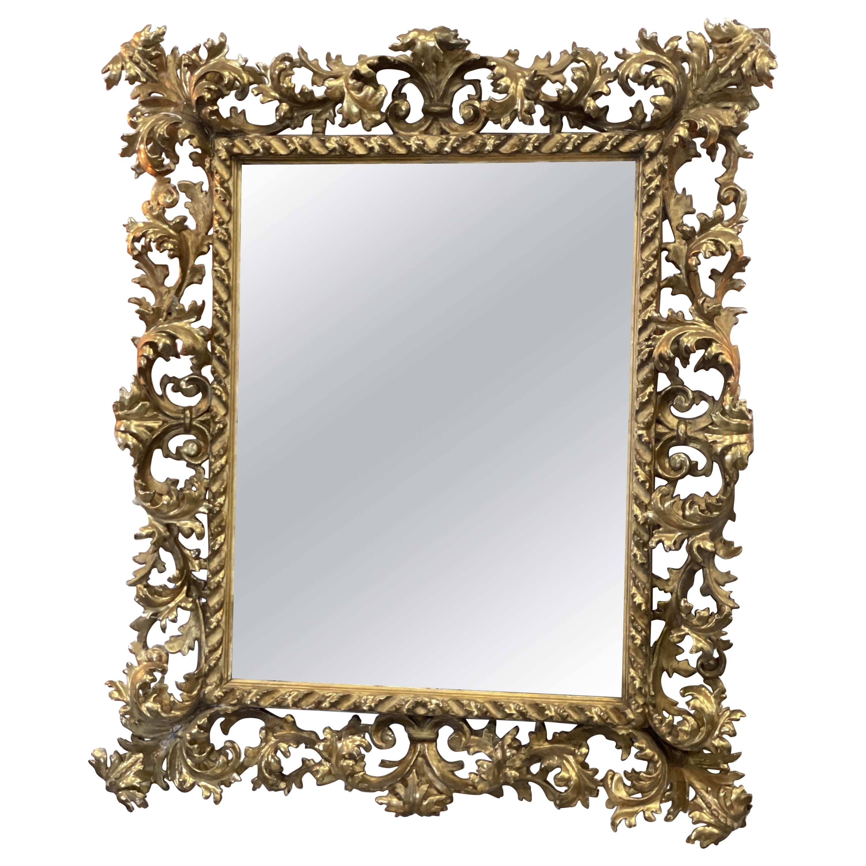 18th Century Italian Carved Rococo Gilt Mirror  For Sale