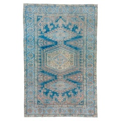 Schöner antiker persischer Veece-Teppich in Blau und Lachstönen aus der Mitte des 20. Jahrhunderts