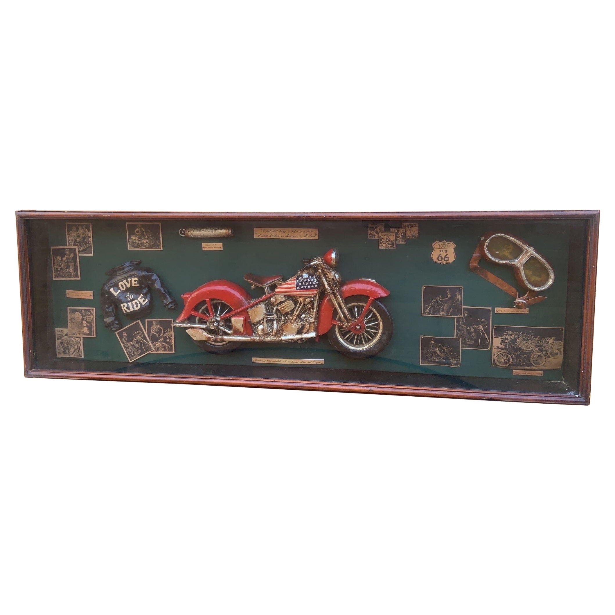 Vintage Harley Davidson Shadow Box 3D Wall Art For Sale at 1stDibs