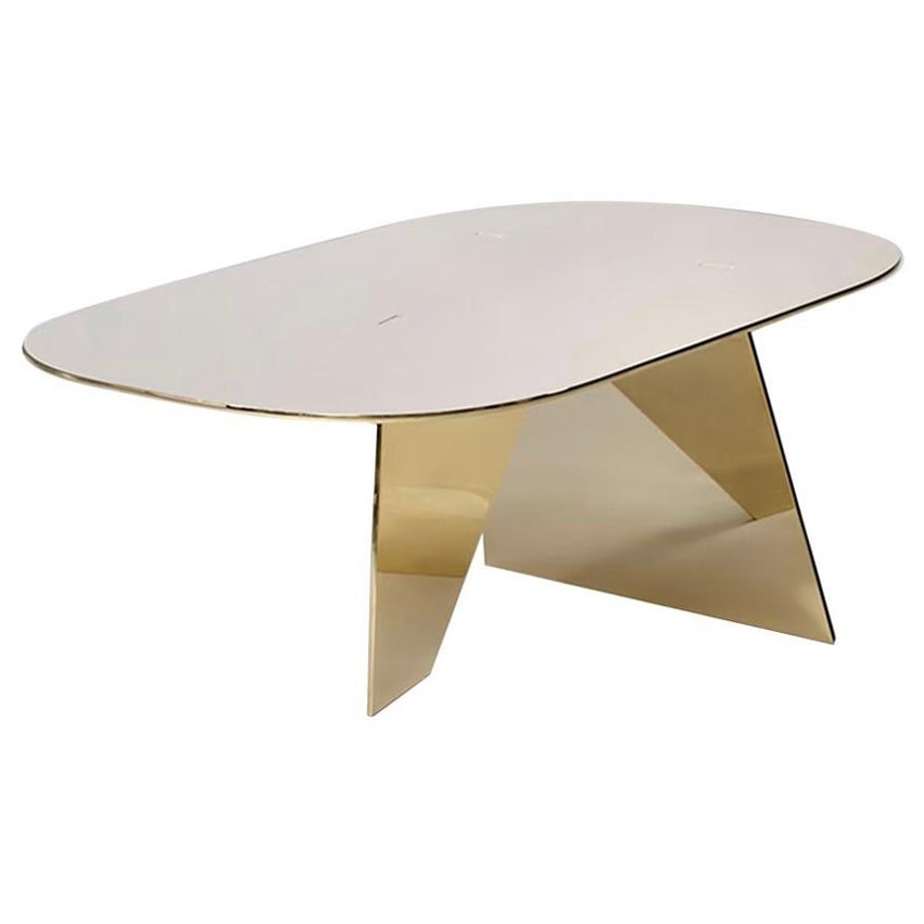 Paolo Castelli Imperfect Gold Metal Coffee Table For Sale