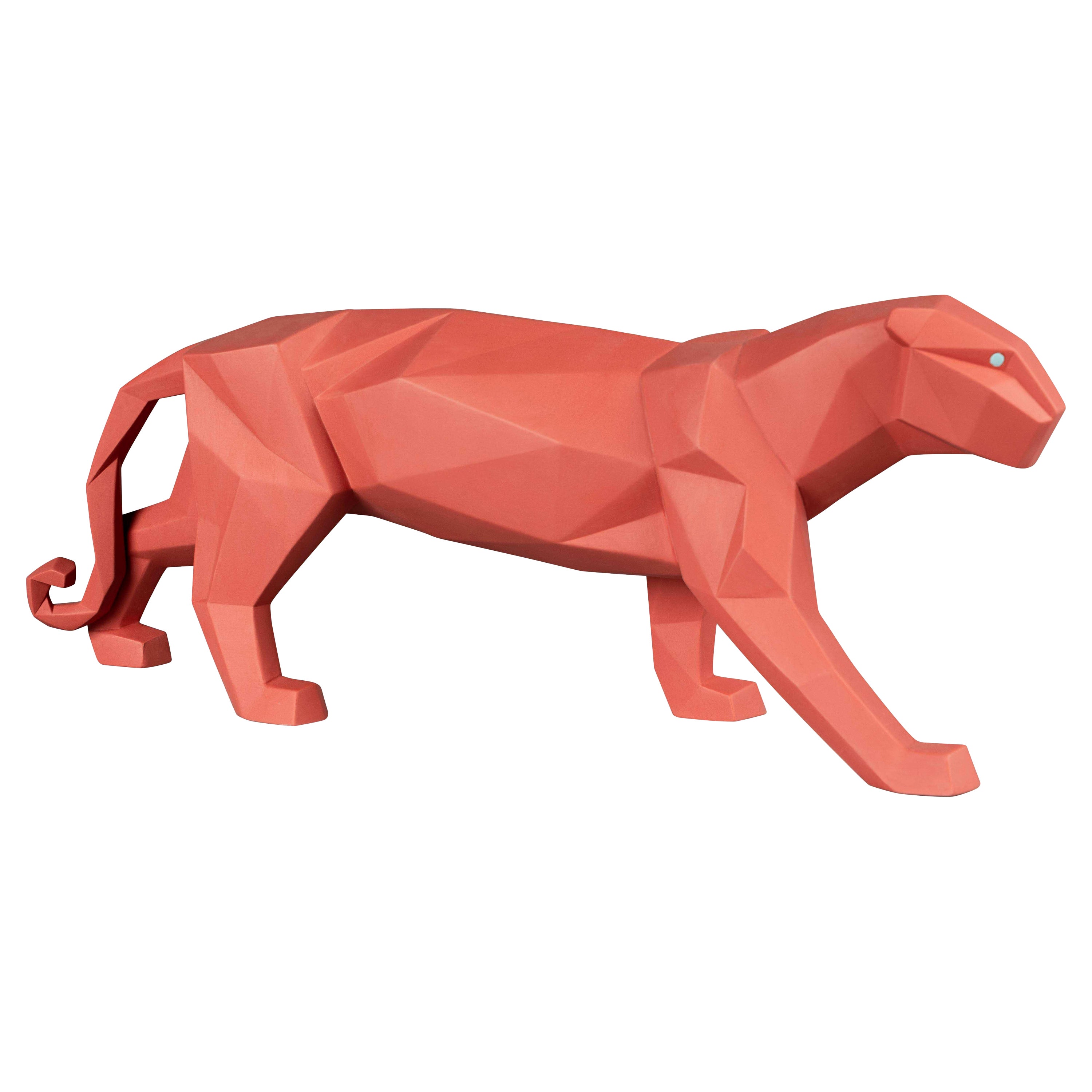Panther Figurine. Coral matte For Sale