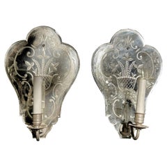 1930’s Venetian Etched Mirror Sconces