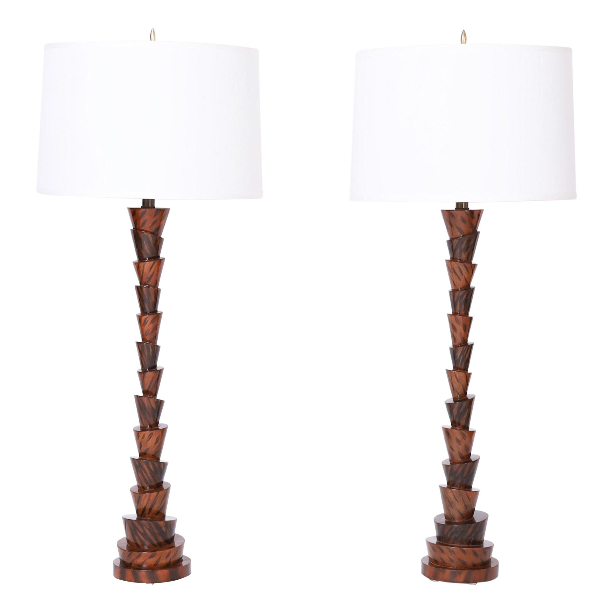 Pair of Tall Post Modern Table Lamps For Sale