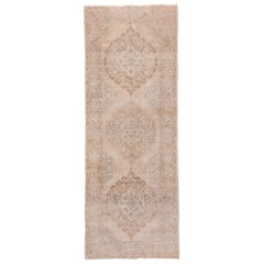 Mid 20th Century Vintage Turkish Oushak Gallery Rug, Neutral Palette