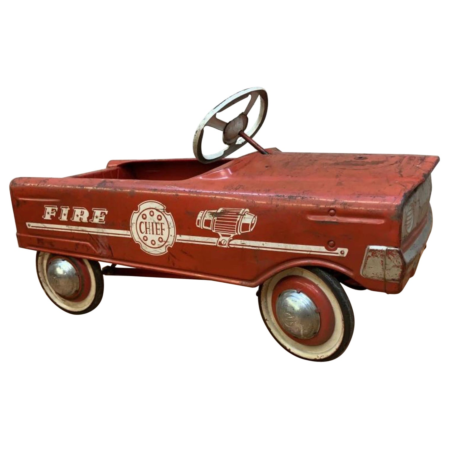 Vintage Murray "Fire Chief" Flat Front Original Steel Pedal Car For Sale