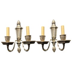 1920's Caldwell Engraved Silver Plated Sconces