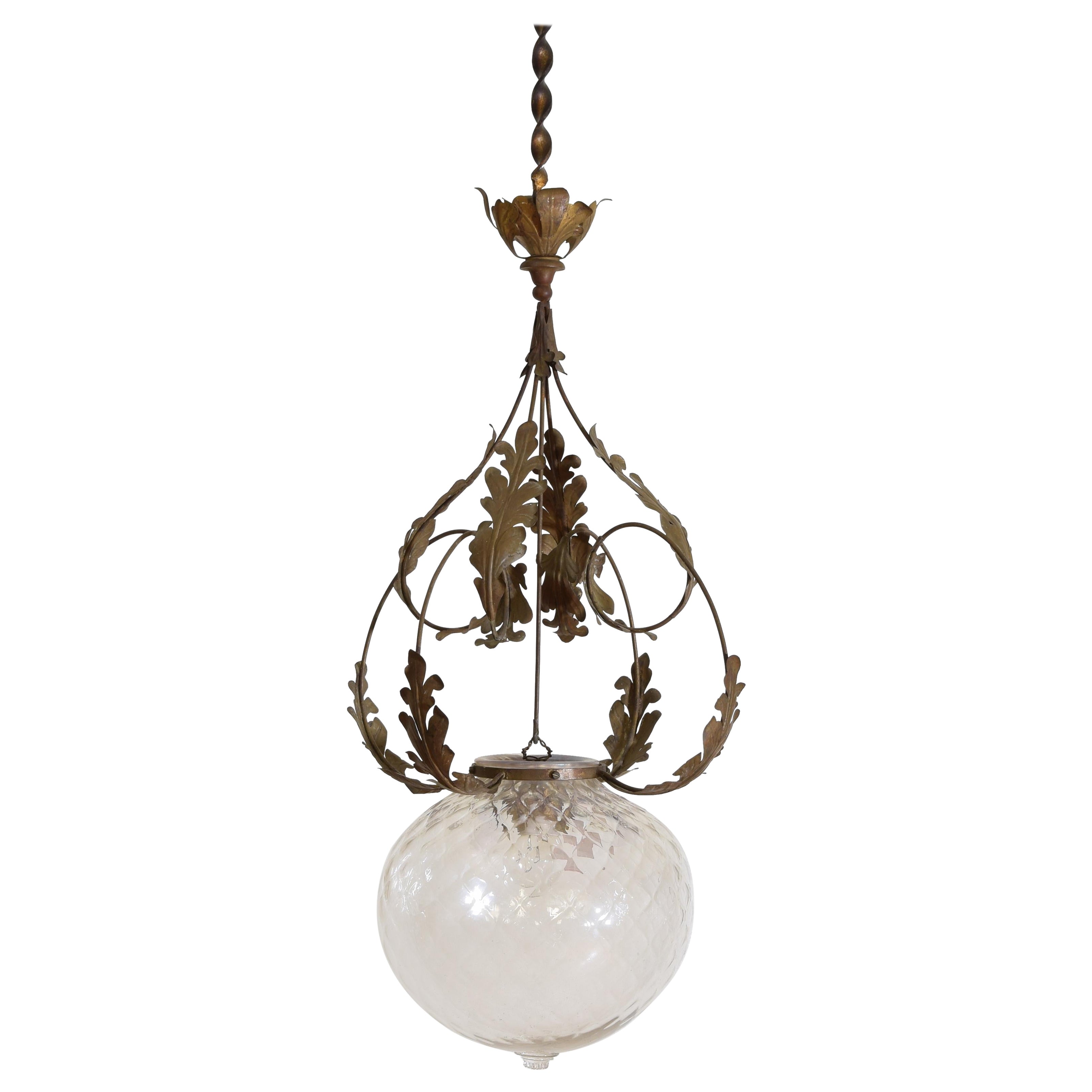 Italian, Venice, Blown Glass and Gilt Metal Lantern in the Baroque Style
