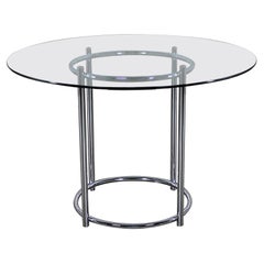 1980’s Modern Daystrom Dinette or Dining Table Chrome Frame & Round Glass Top