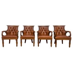 Vintage Hancock and Moore Tufted Jockey Club Chair Newly Upholstered - Set of 4