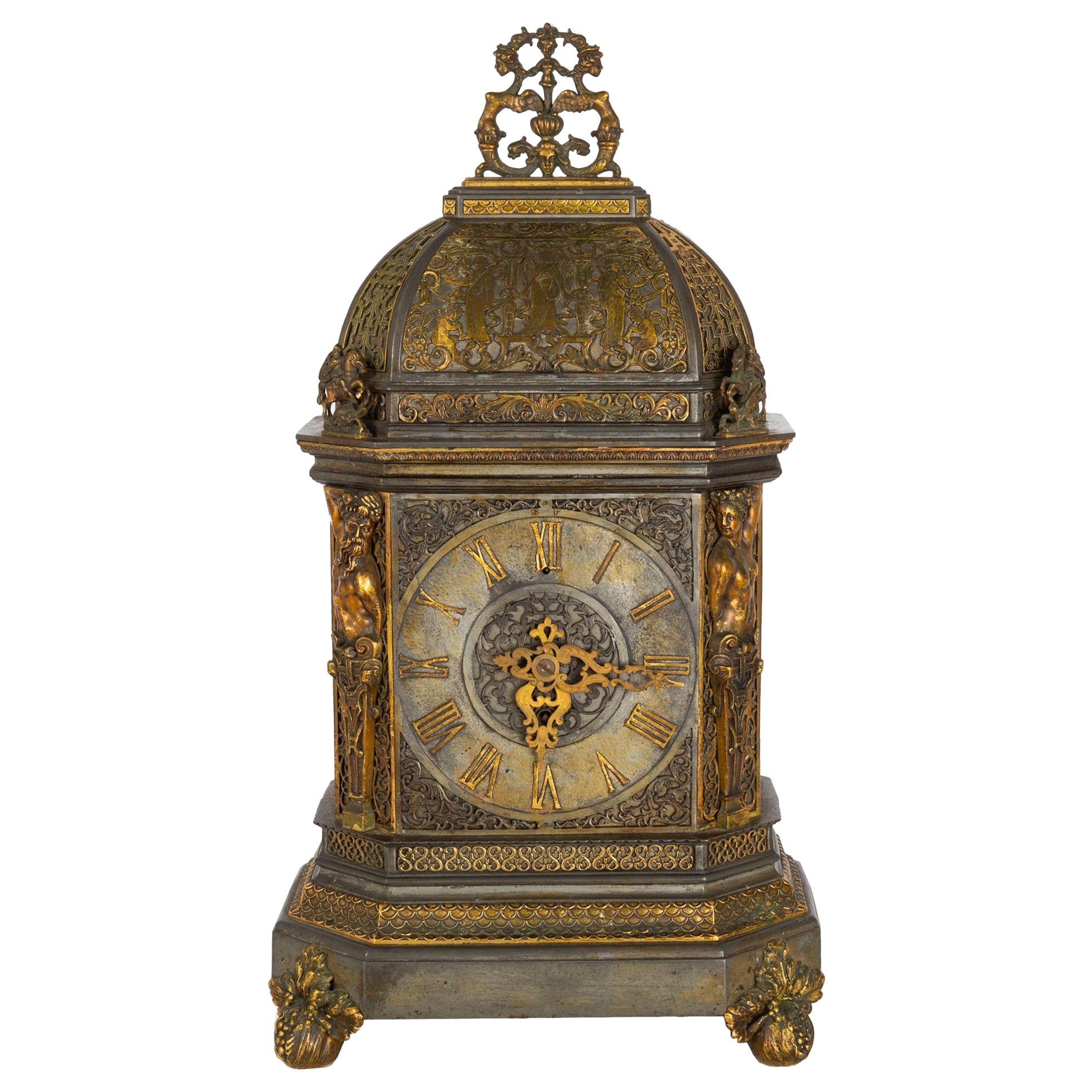 Rare Edward Caldwell Art Nouveau Domed Architectural Bronze Clock For Sale