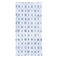 Used Uniique Shabby Chic Turkish Oushak Scatter Rug, Blue Allover Design