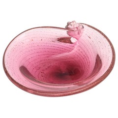 Murano Vintage Raspberry and Gold Aventurine Snail Glass Bowl