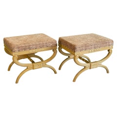 Dorothy Draper Style X Form Footstool Benches