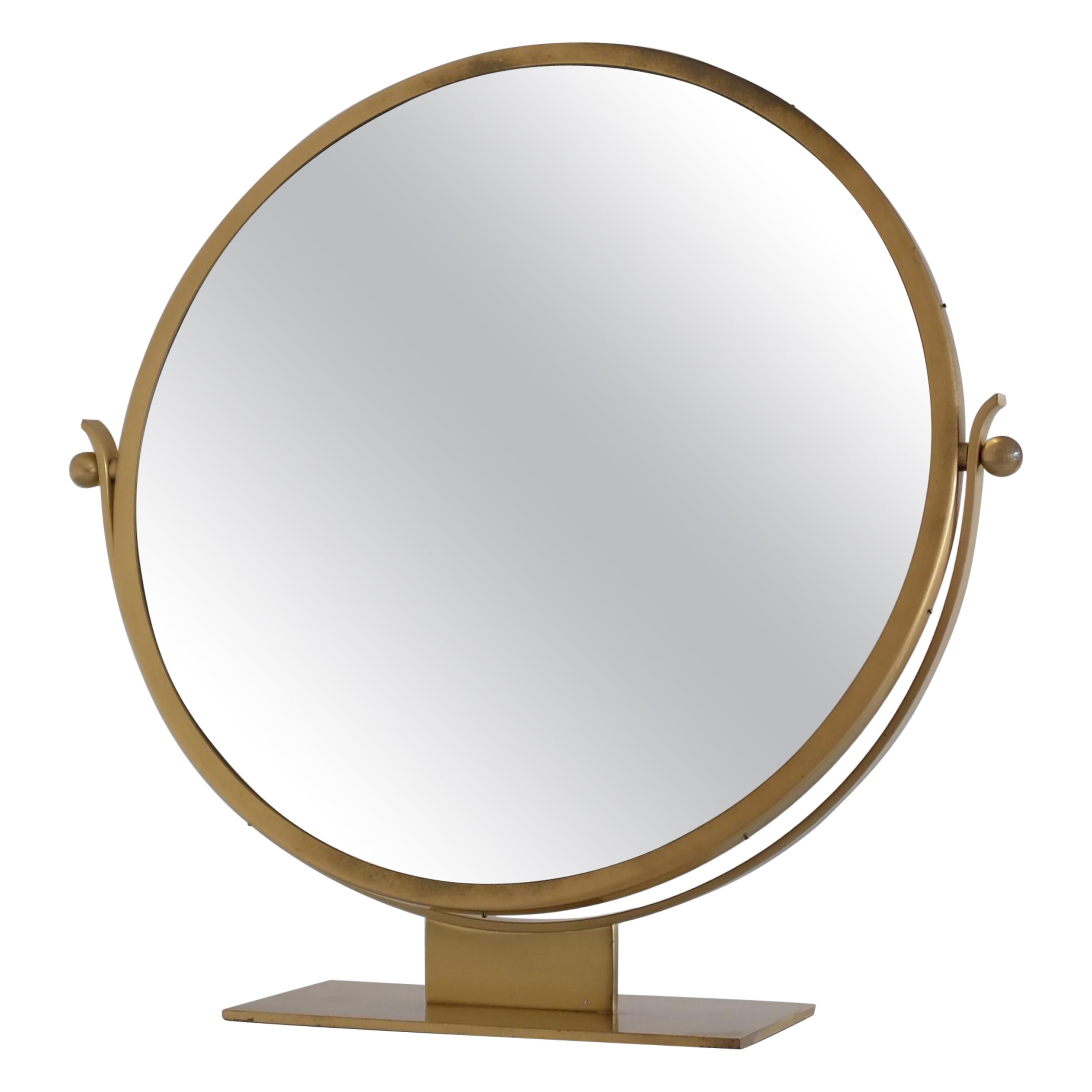 Swedish Modern Brass Table Mirror by Ystad metall For Sale
