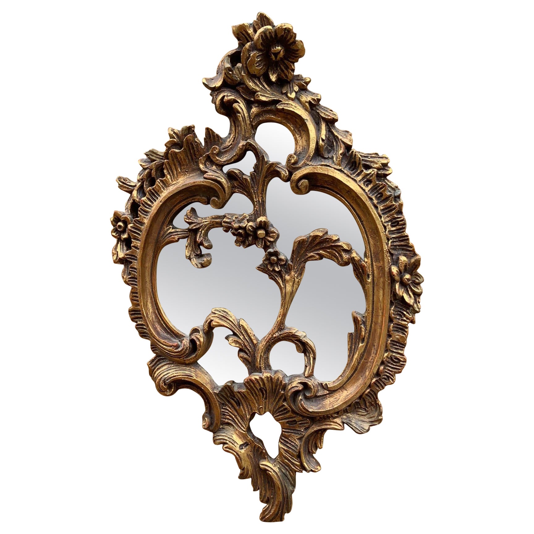 Antique Rococo Italian Carved Ornate Gilt Wall Mirror For Sale