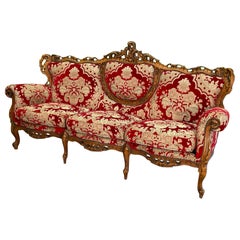 Louis Style Ornate Carved Parlor Sofa