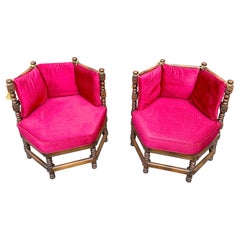 Vintage Mediterranean Spanish Revival Boho Chic Hexagonal Chairs - Showpieces by Lewitte