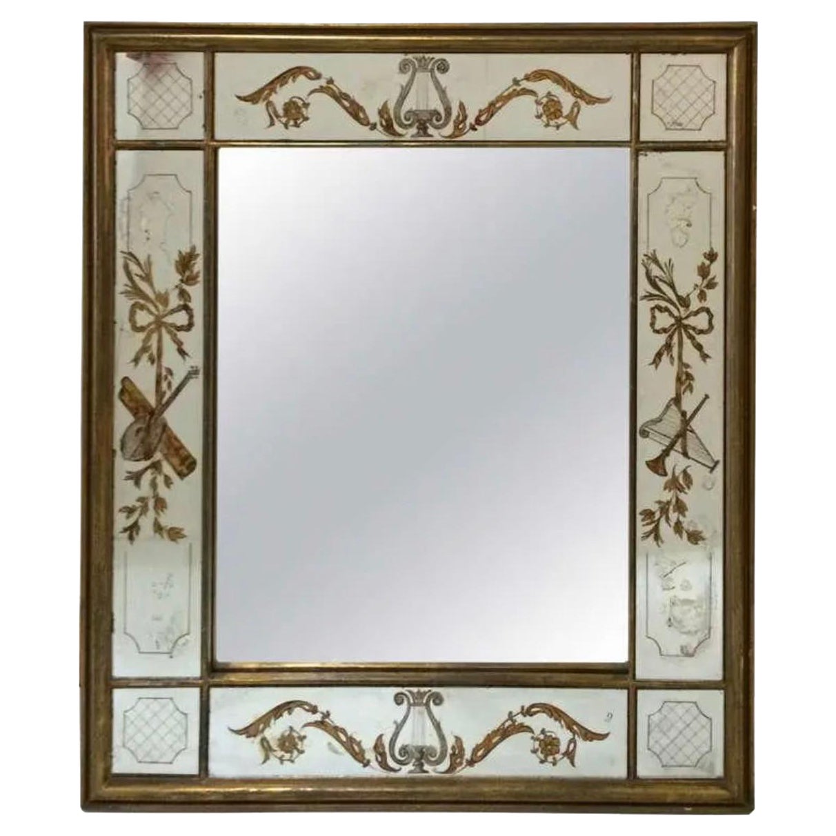 Early 20th Century Jansen Style Eglomise Mirror For Sale