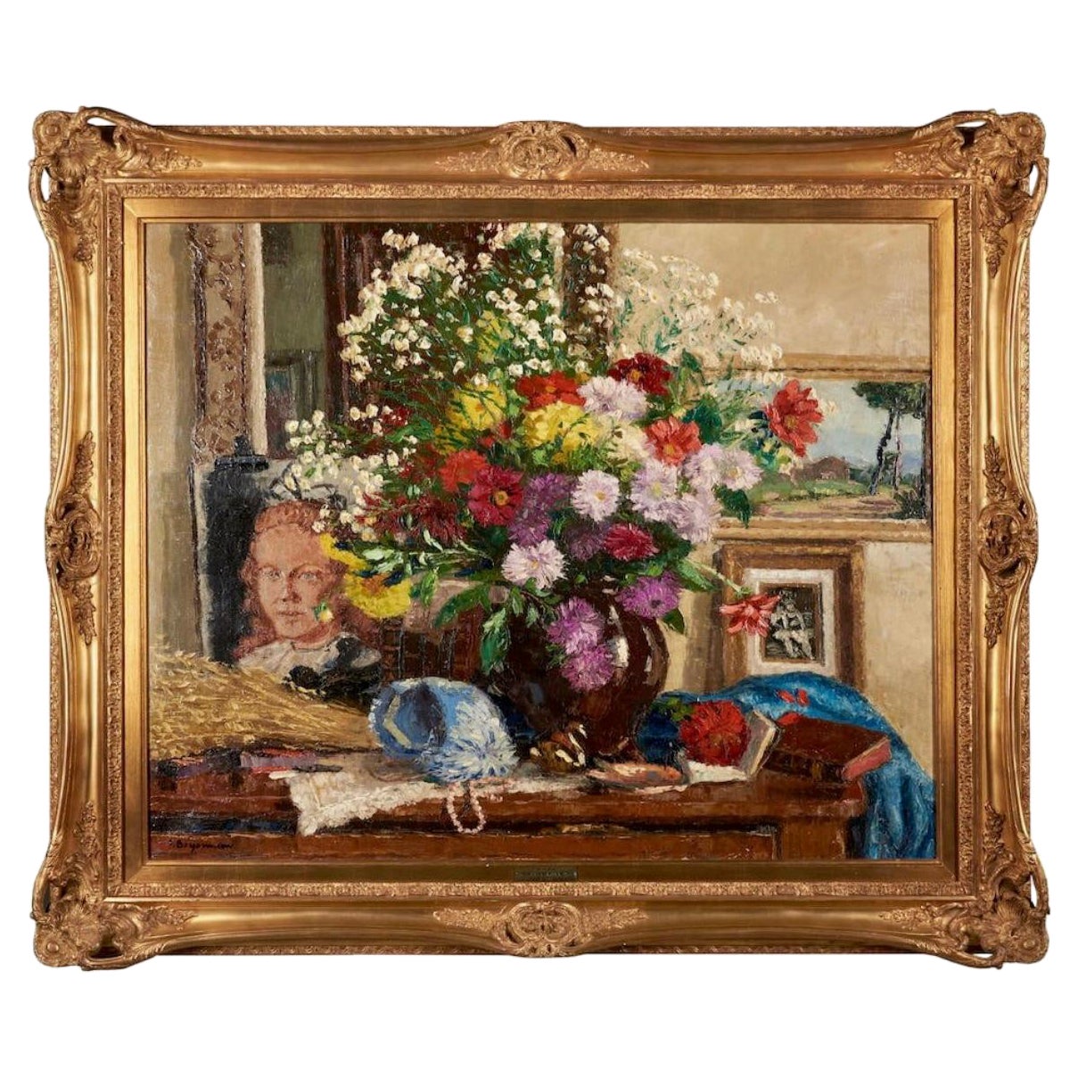 "Still Life of Flowers and Art" by Jehan Berjonneau For Sale