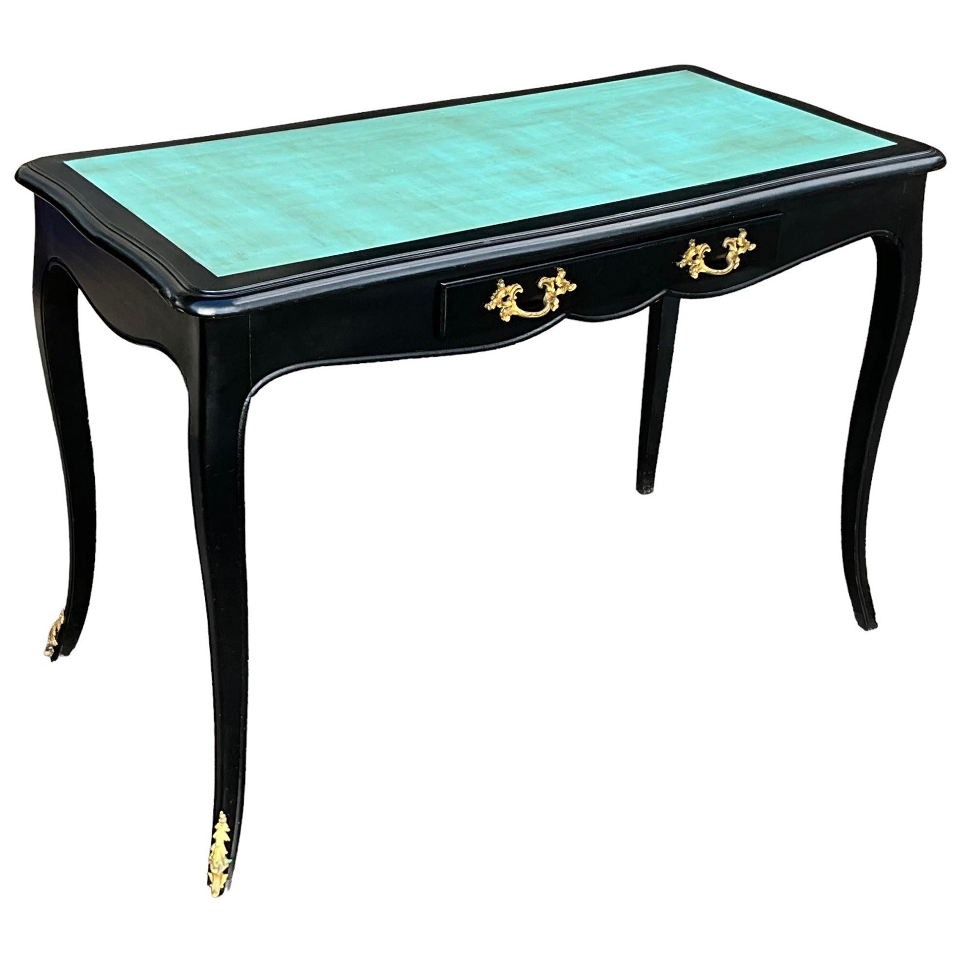 1950s French Louis XIV Style Desk / Bureau Plat With Gilt Bronze Ormolu   For Sale