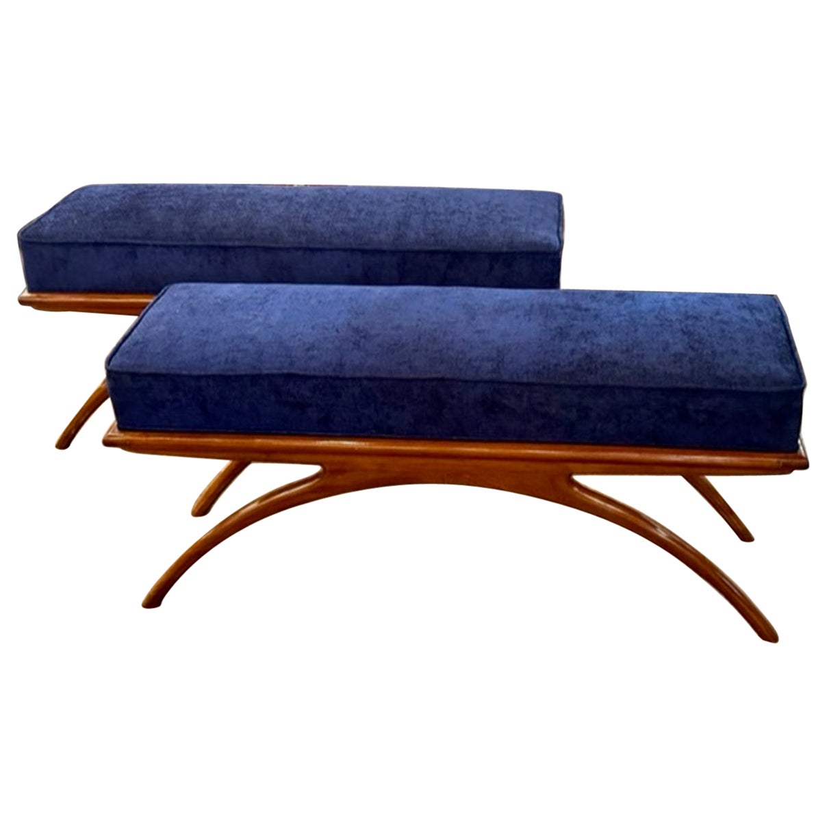 MCM Italian Designer Mahogany Benches For Sale