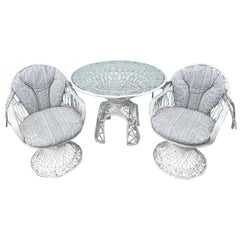 Mid Century Modern Russell Woodard Spun Fiberglass Cream Dining Set - 3 Pieces