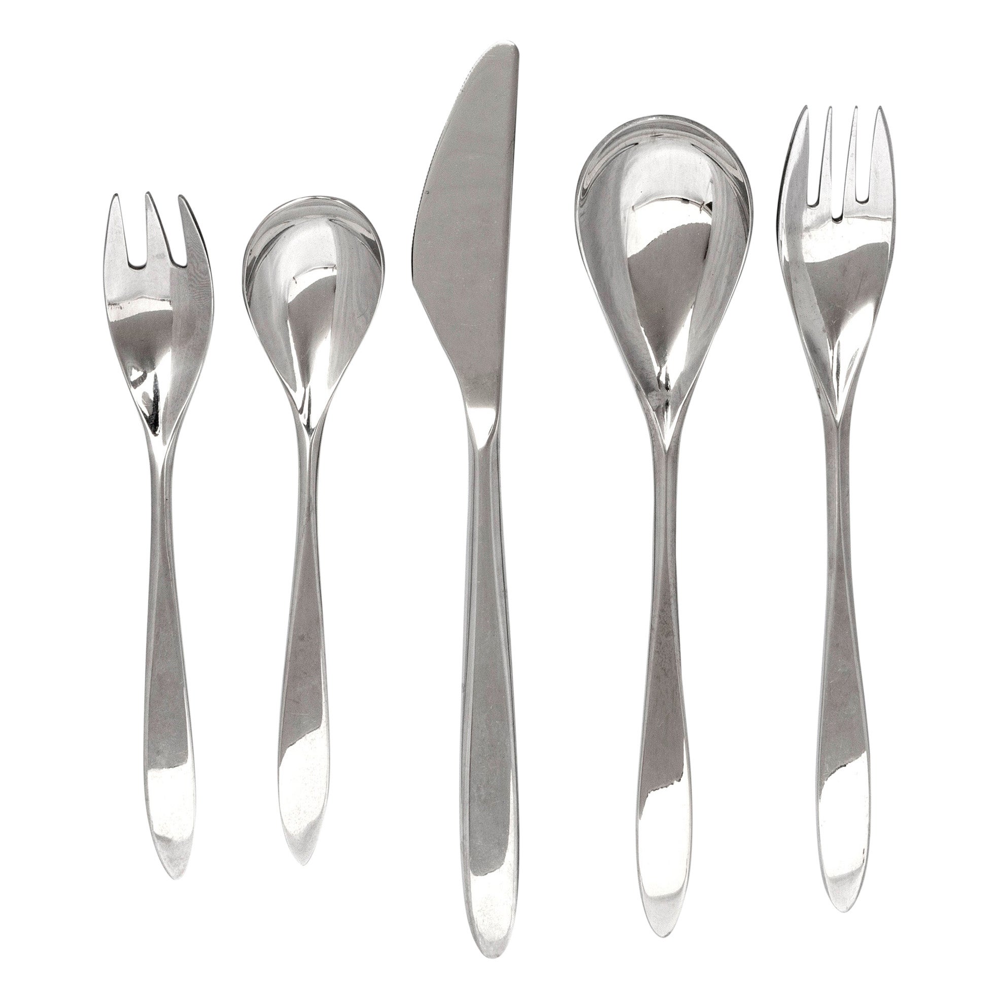 Scandinavian Modern Style Stainless-Steel Flatware by Oxford Hall; 60 pieces