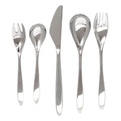 Scandinavian Modern Style Stainless-Steel Flatware by Oxford Hall; 60 pieces