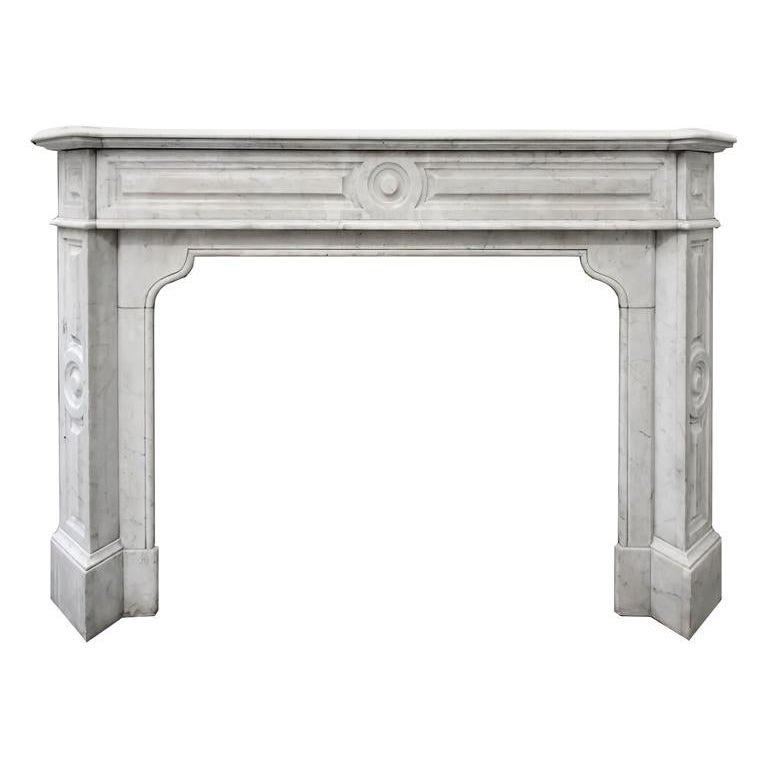 Carrara marble Louis XV fireplace mantel 19th Century For Sale