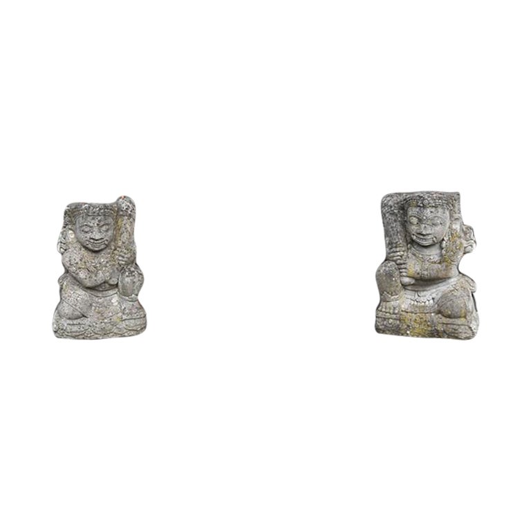 Pair of Sandstone Temple Guards For Sale