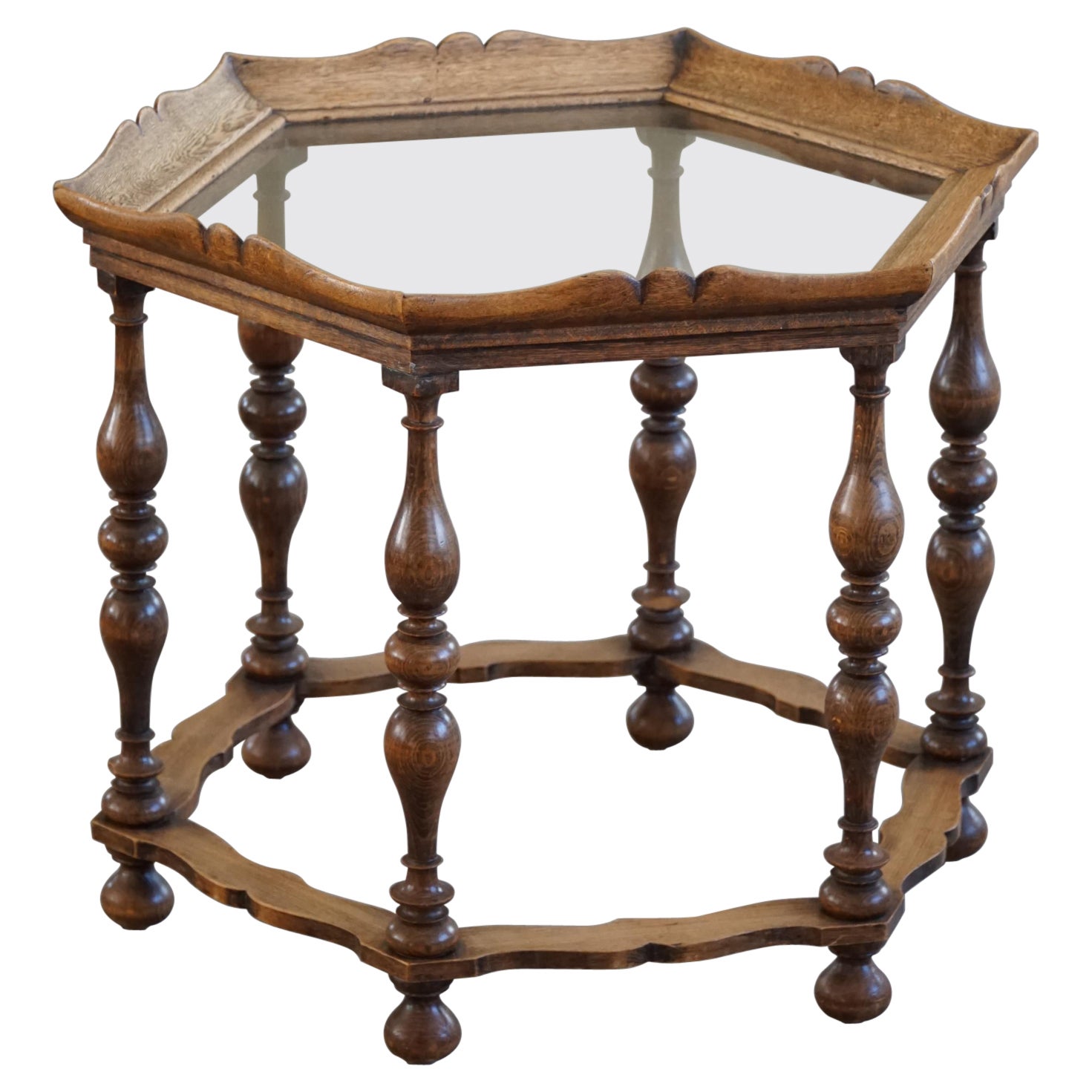 Sculptural Baroque Style Hexagon Side Table, By a Danish Cabinetmaker, 1930s For Sale