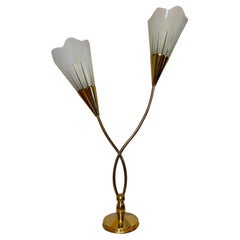 20th century French Vintage Brass and Glass Table Lamp, 1960s