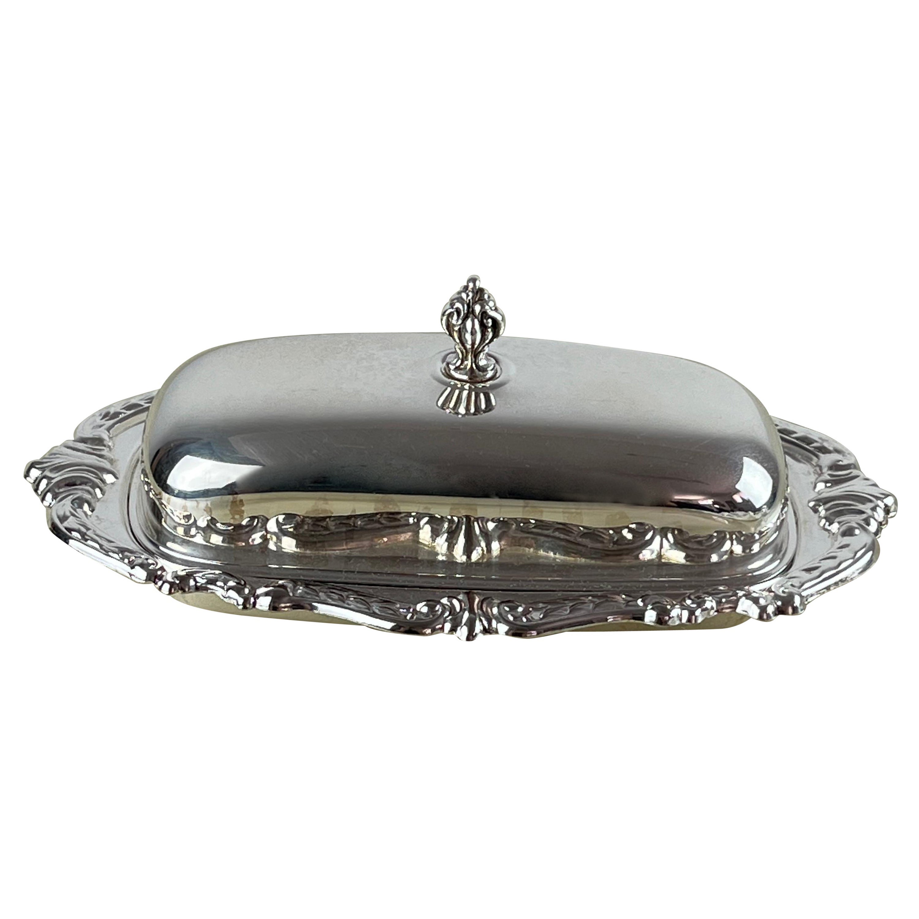 Silver Plate and Crystal Caviar Holder 1980s For Sale