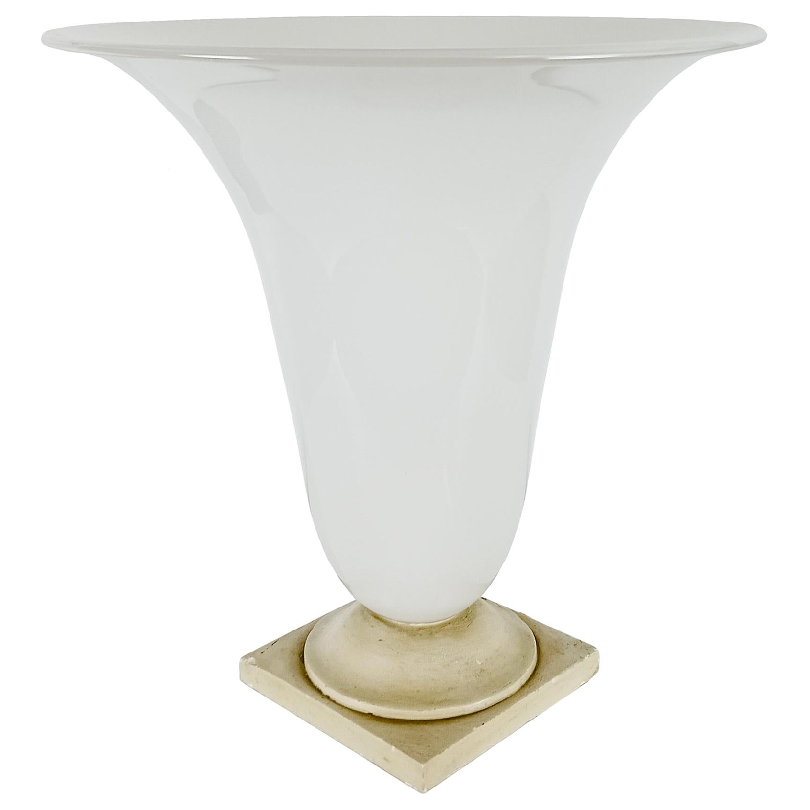 Art Deco White Opaline Lamp – France 1930 For Sale