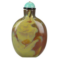 Antike chinesische Schnupftabakflasche aus Glas Imitierender Edelstein Qing Dynasty, 18.