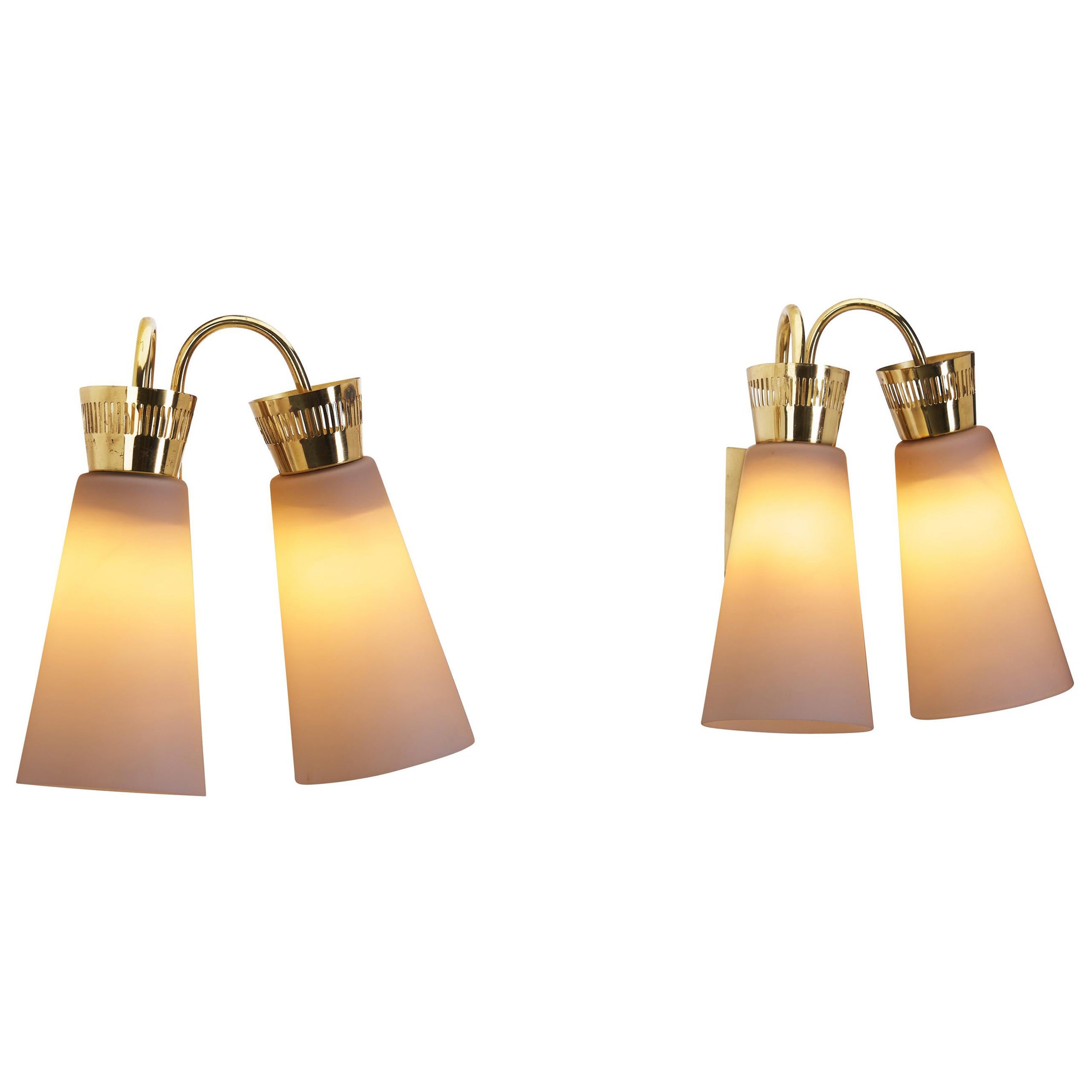 Frosted Glass "EY-60" Lights by Mauri Almari (Attr.) for Itsu, Finland 1950s For Sale