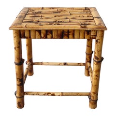 Boho Chic Tortoise Shell Bamboo Side Table