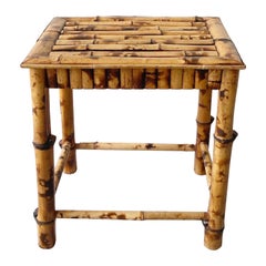 Boho Chic Tortoise Shell Bamboo Side Table