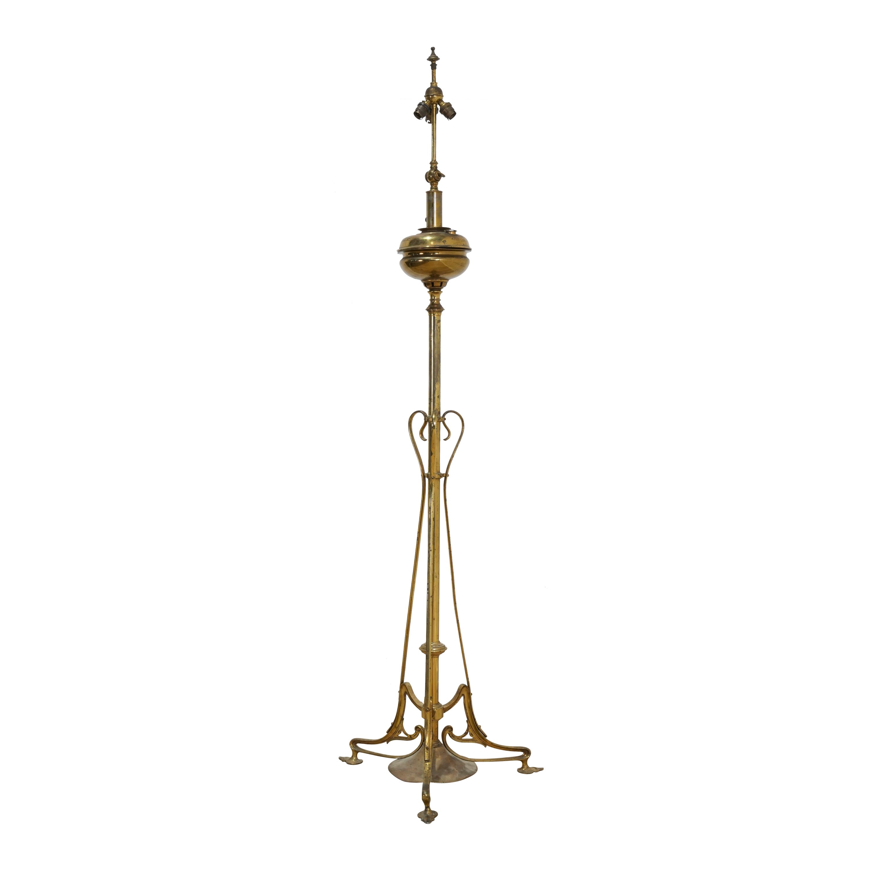 A 19th Century Gilt Brass Floor Lamp