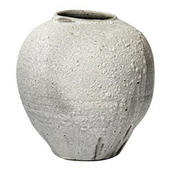 Large 21th century ceramic moon vase white and grey by B Audureau unique piece 