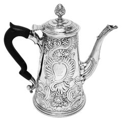 Antique Irish George II Silver Coffee Pot Dublin, Ireland c. 1750