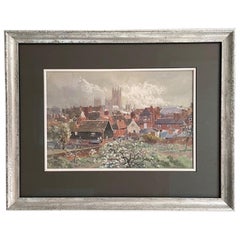 Antique Fine Watercolour of Canterbury Cathedral by Martin Snape c.1920