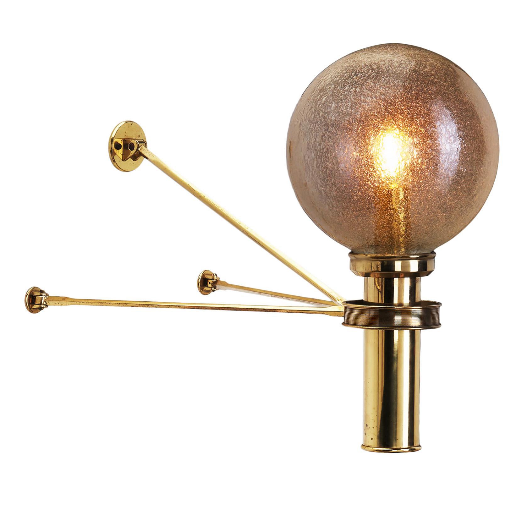 Large European Modern Wall Sconce in Brass & Bubble Glass, Europe circa 1950s