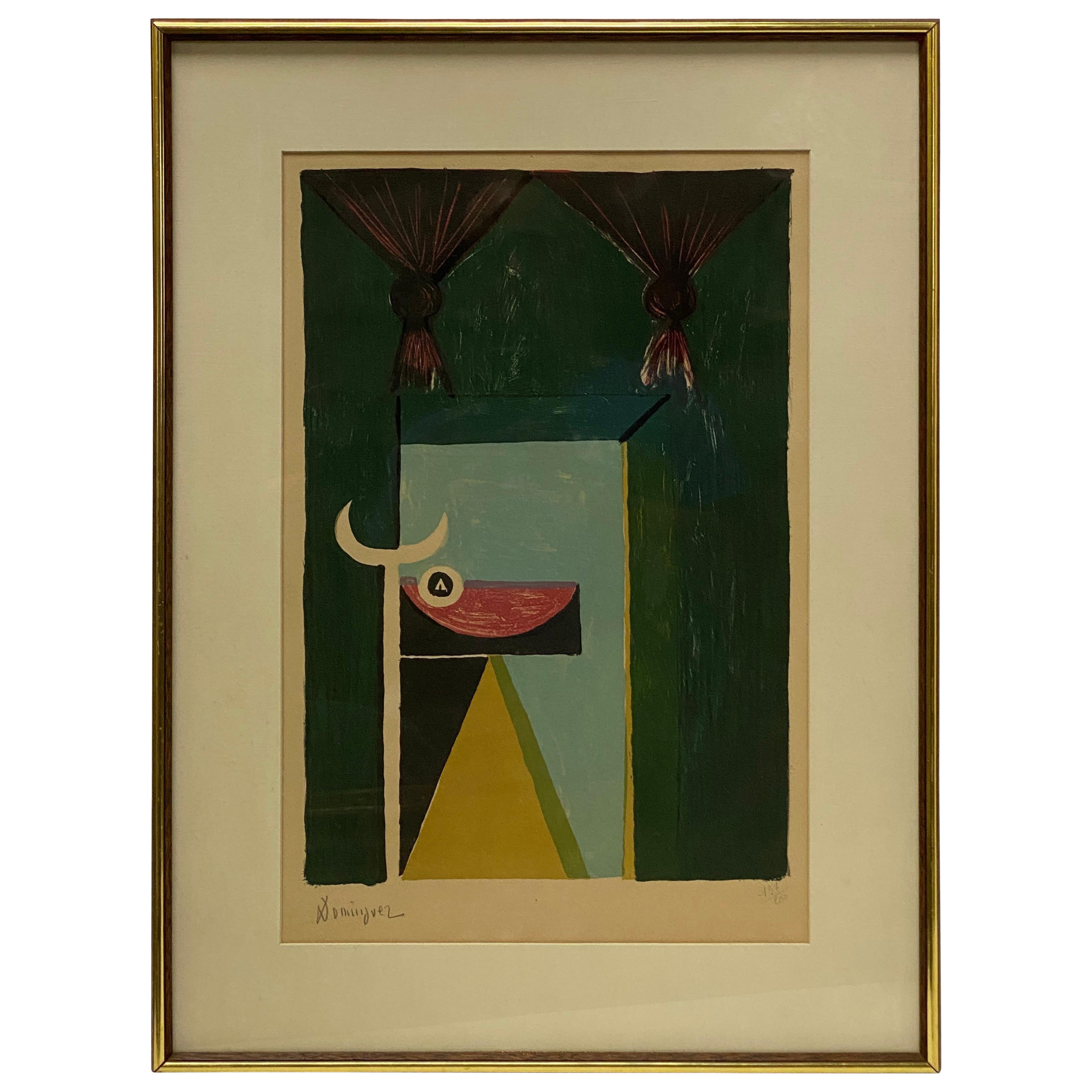 Oscar Dominguez Litografía de bodegón surrealista