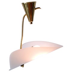 Extremely Rare and Elegant Lucite & Brass Ceiling Lamp Germany 1960s