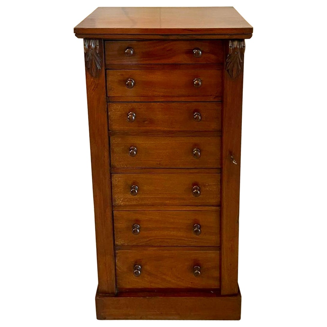 Antique Victorian Quality Mahogany Wellington Chest of 7 Drawers  For Sale